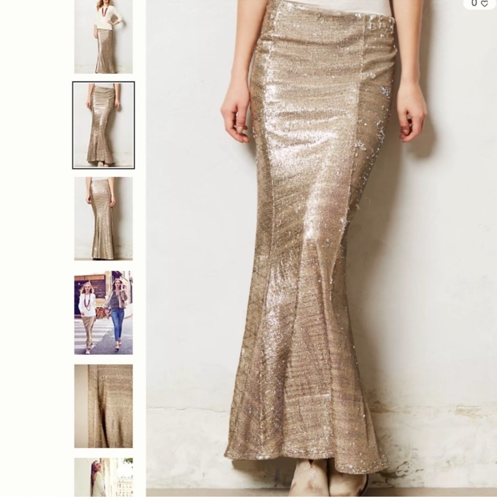 NWT Anthropologie Line + Dot Sirens Gold Sequin Mermaid Maxi Skirt Size S